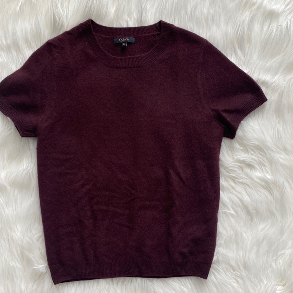 Quince Maroon Crewneck Sweater Soft Knit Casual